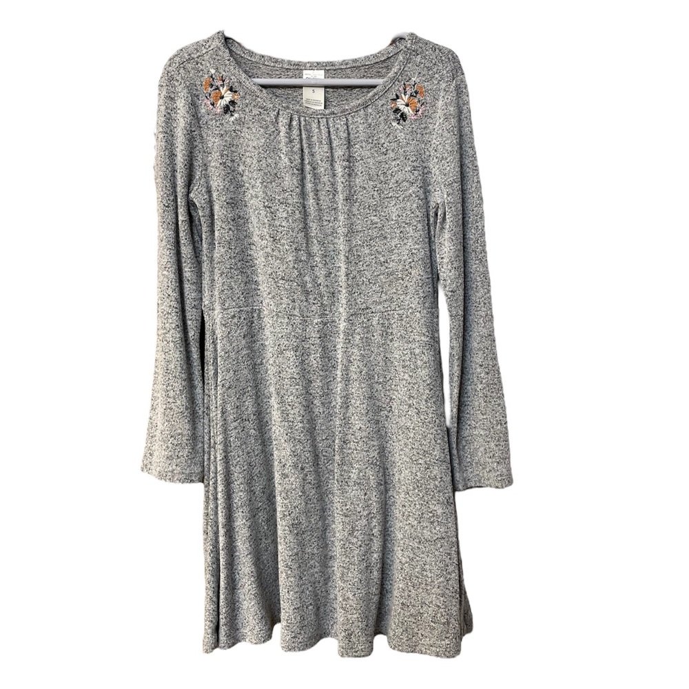 OSHKOSH B’GOSH UGC Girls Size 5 gray floral detail midi dress knit comfy stretch